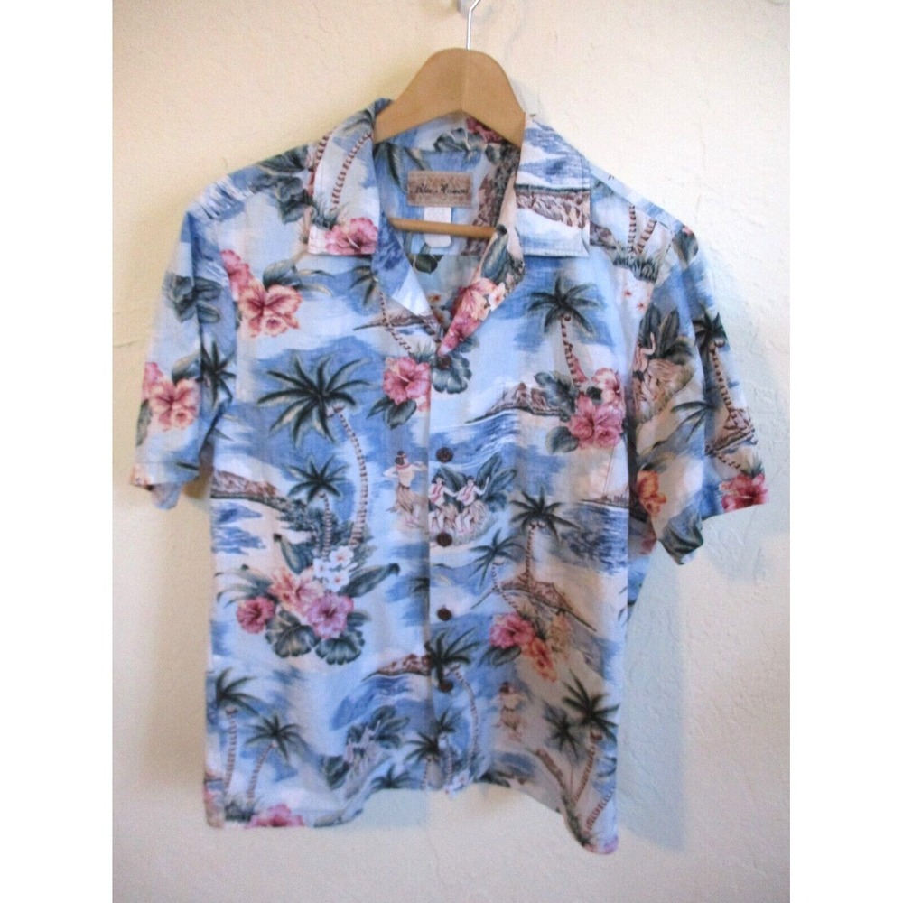 Blue Hawaii Reverse Print Aloha Shirt Size Medium